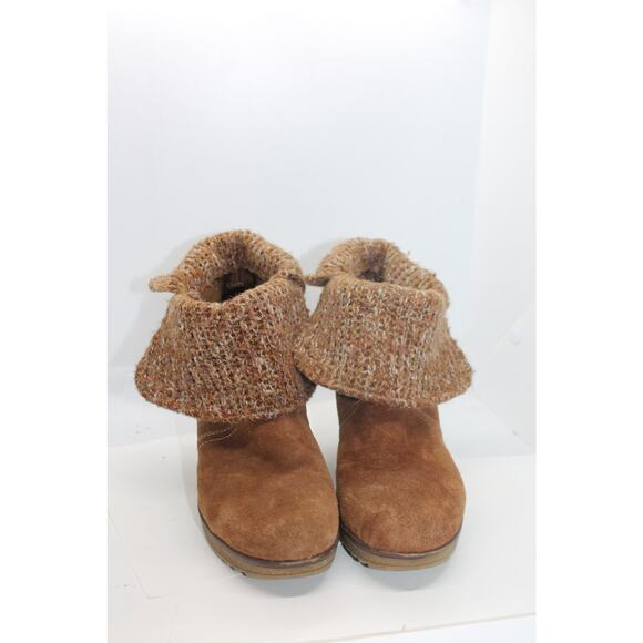 Bjorndal Brown Suede Lilly Sweater Knit Lined Ankle Boots sz 8M - Picture 2 of 5